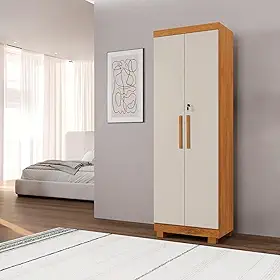 Armário Multiuso 2 Portas com Chave 100% MDF Toronto Yescasa Cinamomo/Off White