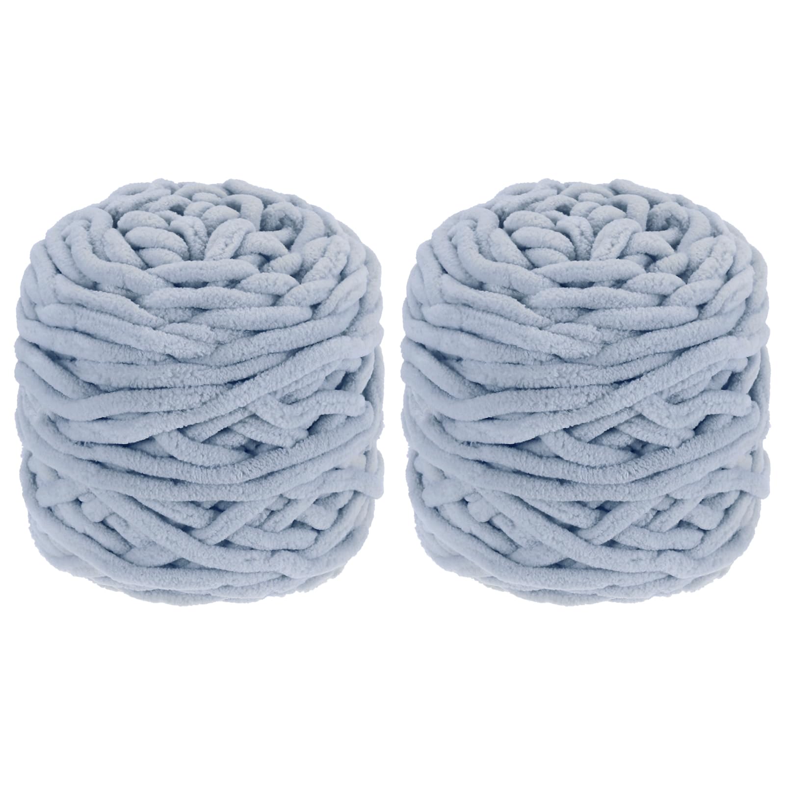 sourcing map 2 Skeins Chenille Chunky Yarn, 200g/7oz Plush Bulky Thick Fluffy Polyester Yarn for Crochet DIY, Soft Velvet Blanket for Sweater Hand Knit Crocheting (Light Gray, 45 M/49 Yards)