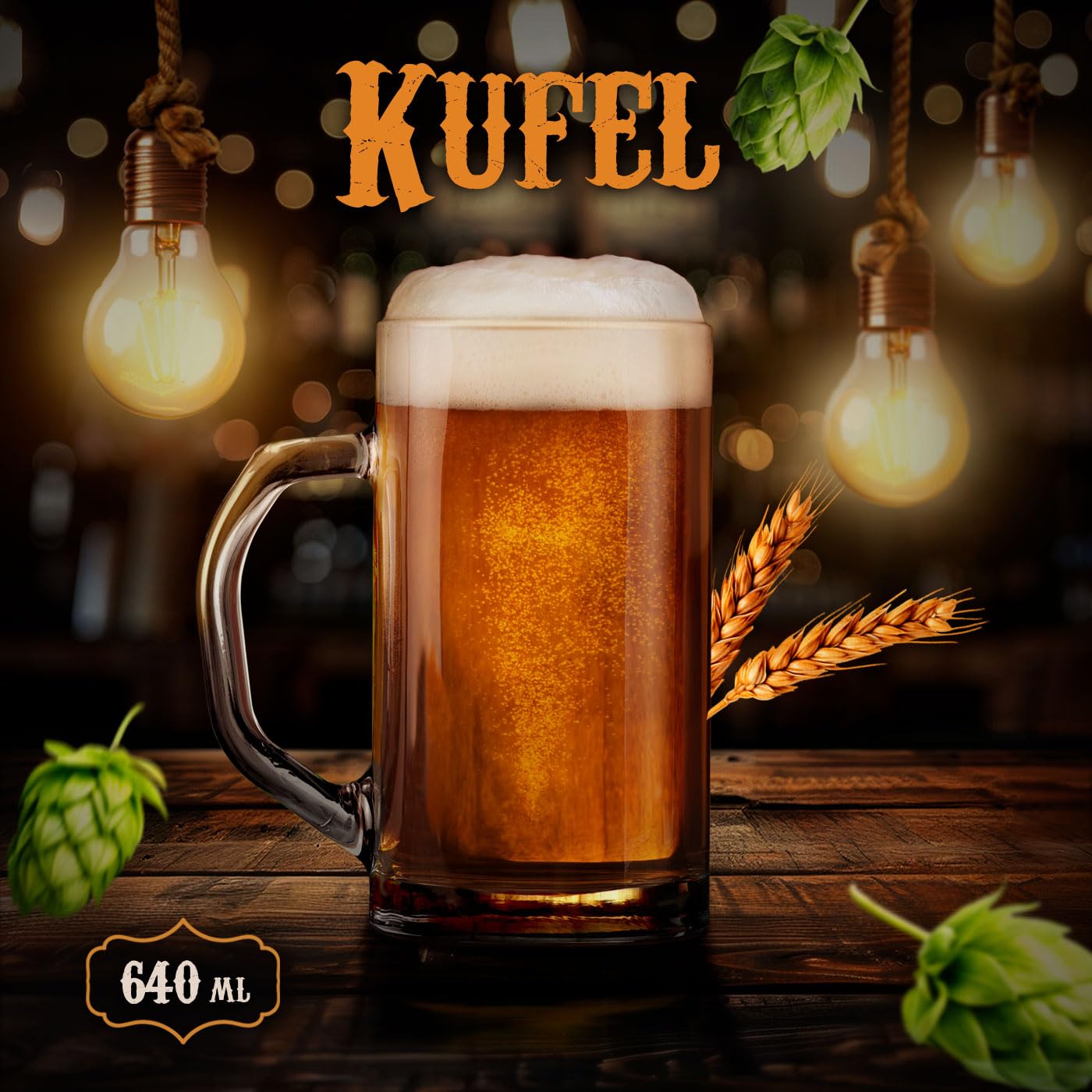 Maverton Duży Kufel do Piwa 640 ml – Szklany, Klasyczny, Grube Szkło – Idealny Prezent dla Mężczyzny, na Urodziny, Dzień Ojca, Wieczór Kawalerski