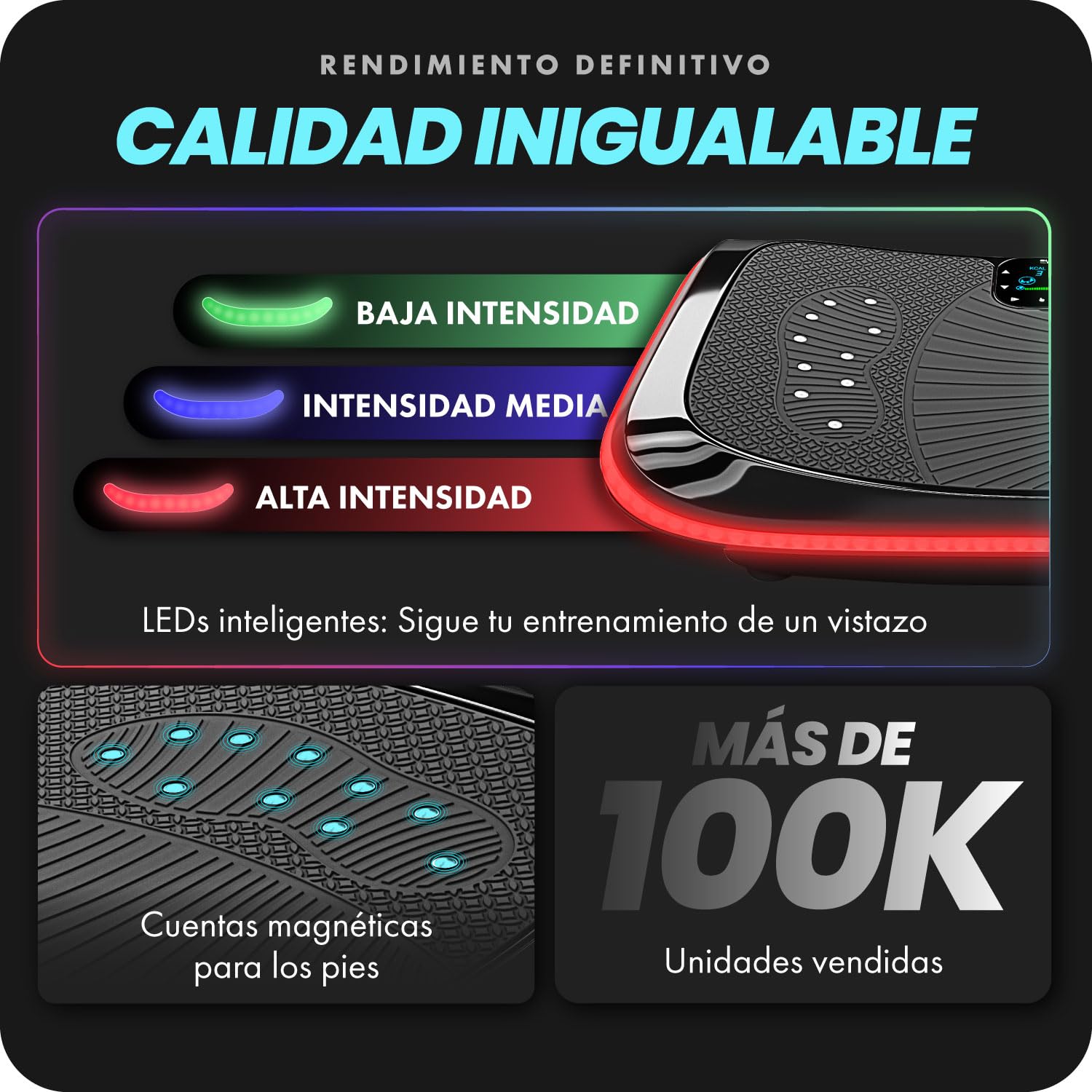 Plataforma Vibradora Bluefin 4D para Perder Peso, Recuperación Muscular y Drenaje Linfático, 3 Potentes Motores con Bandas y Cuerdas de Resistencia para Realizar un Ejercicio Completo