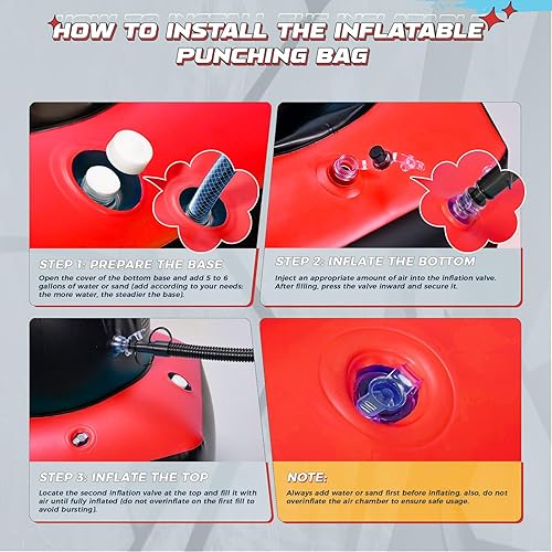 Miniatura 6 de 67'' Inflatable Punching Bag Freestanding for Kids Aged 3-12 Heavy Duty Boxing Set for Karate & Taekwondo, Stable Boxing Bag Active Kids Toy,