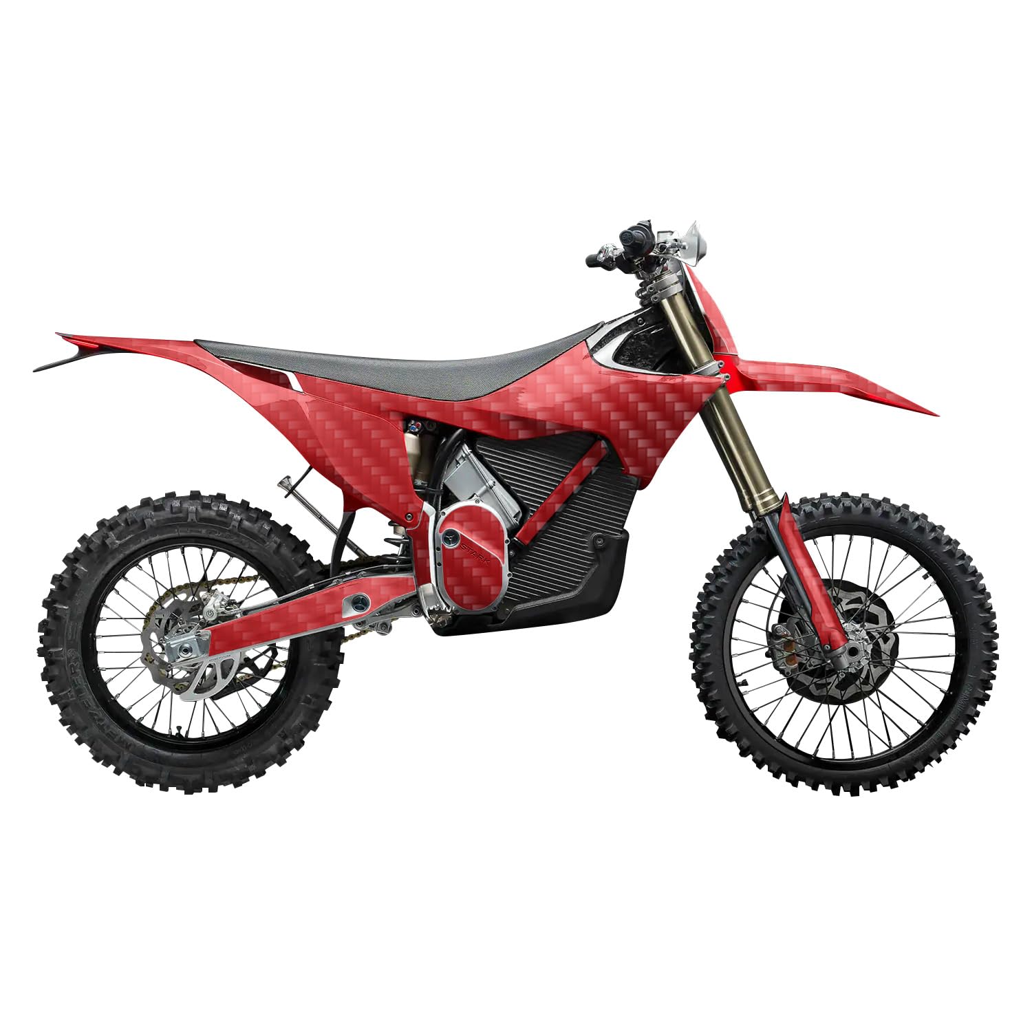Carbon Fiber Stark Varg MX 2023-2025 Graphics Kit Wrap - Solid Red - Varg MX Skin - Premium 3M Vinyl Protective Wrap Decal Cover - Easy to Apply | Crafted in The USA by MightySkins