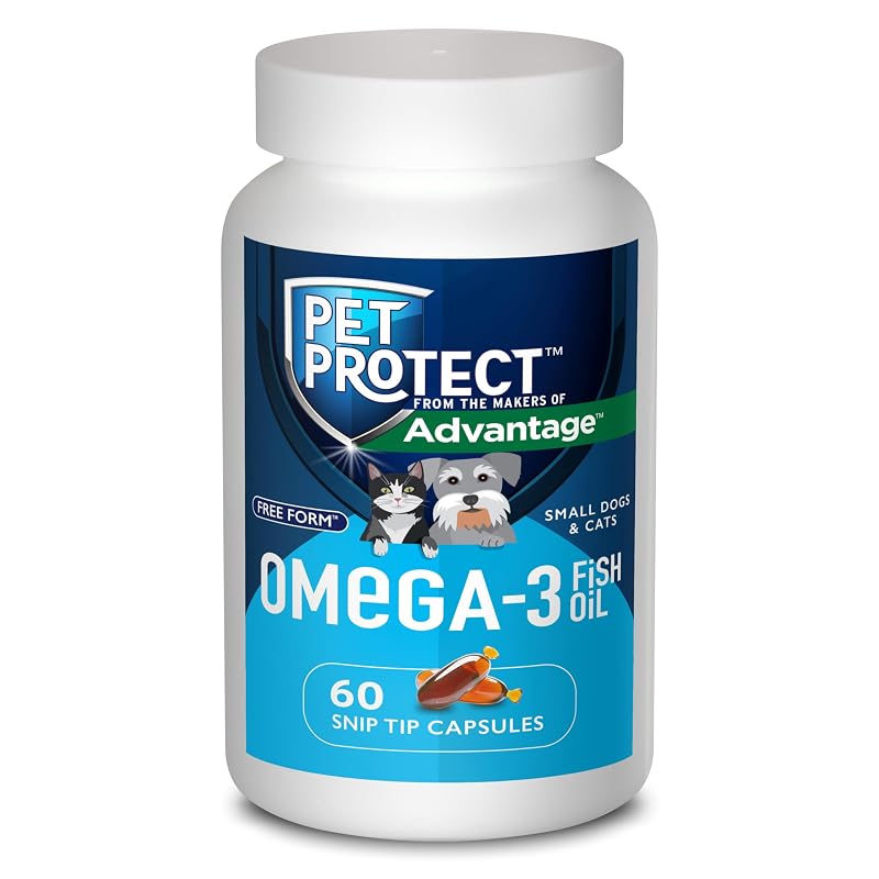 Suplemento de Ômega 3 para Gatos e Cães Pequenos Pet Protect EPA e DHA, 60 cápsulas