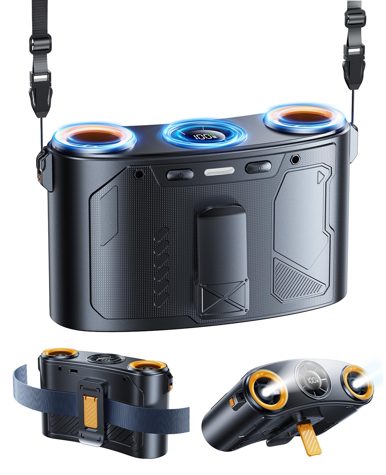 Amazon | 腰掛け扇風機【2026新型・3風口モーター搭載送風】ベルト