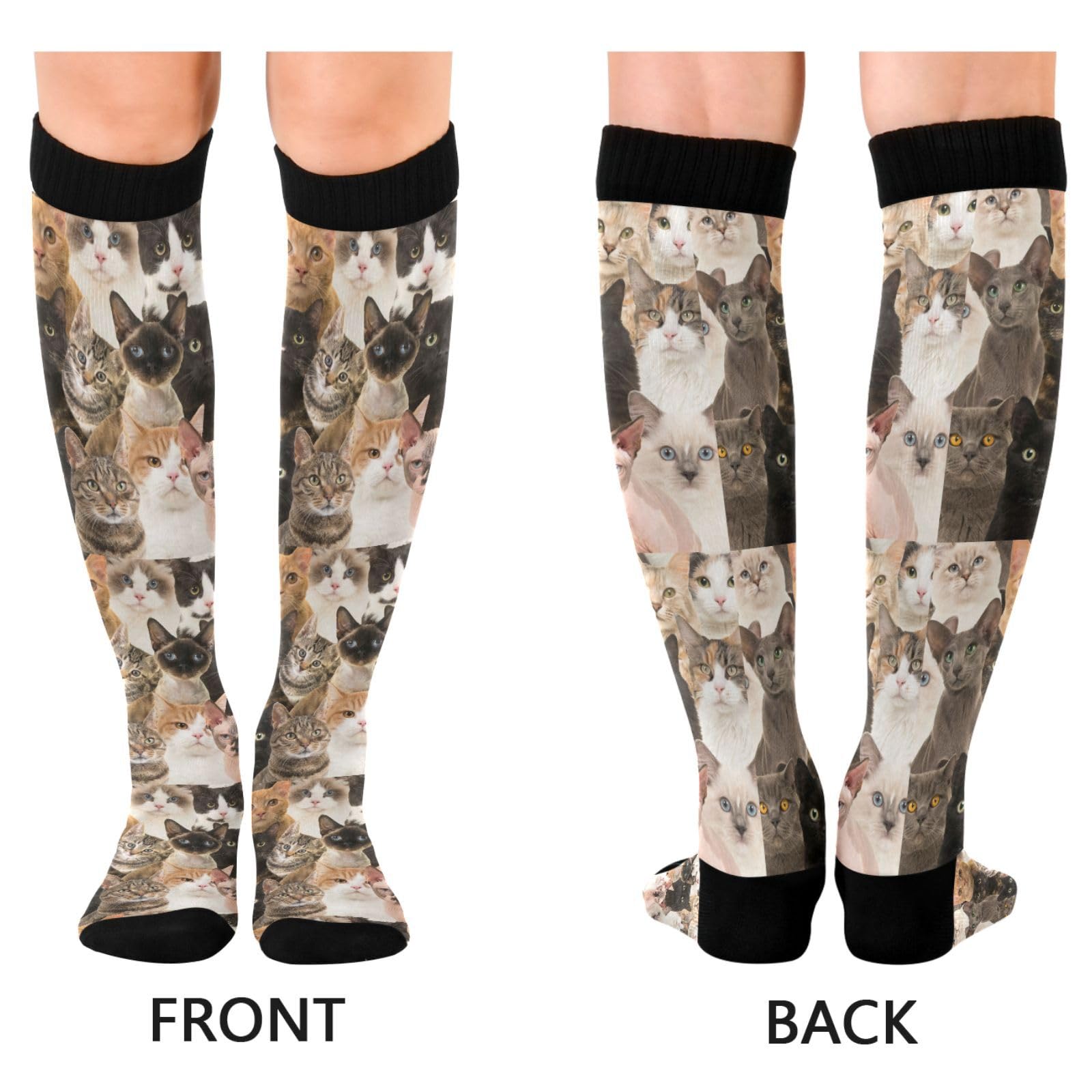 Ksajwzf Compression Socks for Men and Women Cute Cat Kitty Knee High Socks Support Cats Animals for Athletic Sport Running Hiking Fitness