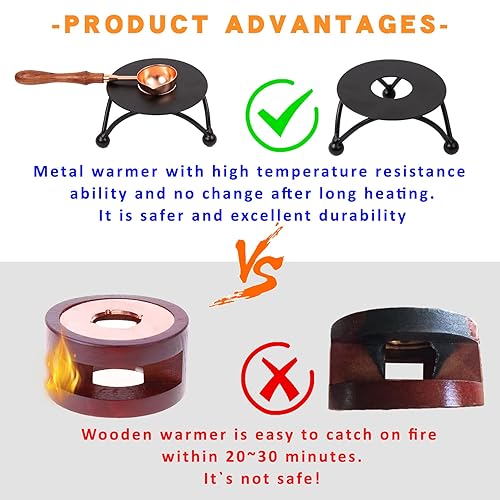 Miniatura 3 de Calentador de sellos de cera con cuchara de cera de sellado para sello de cera para sello de cera Melter para kit de sellado de cera