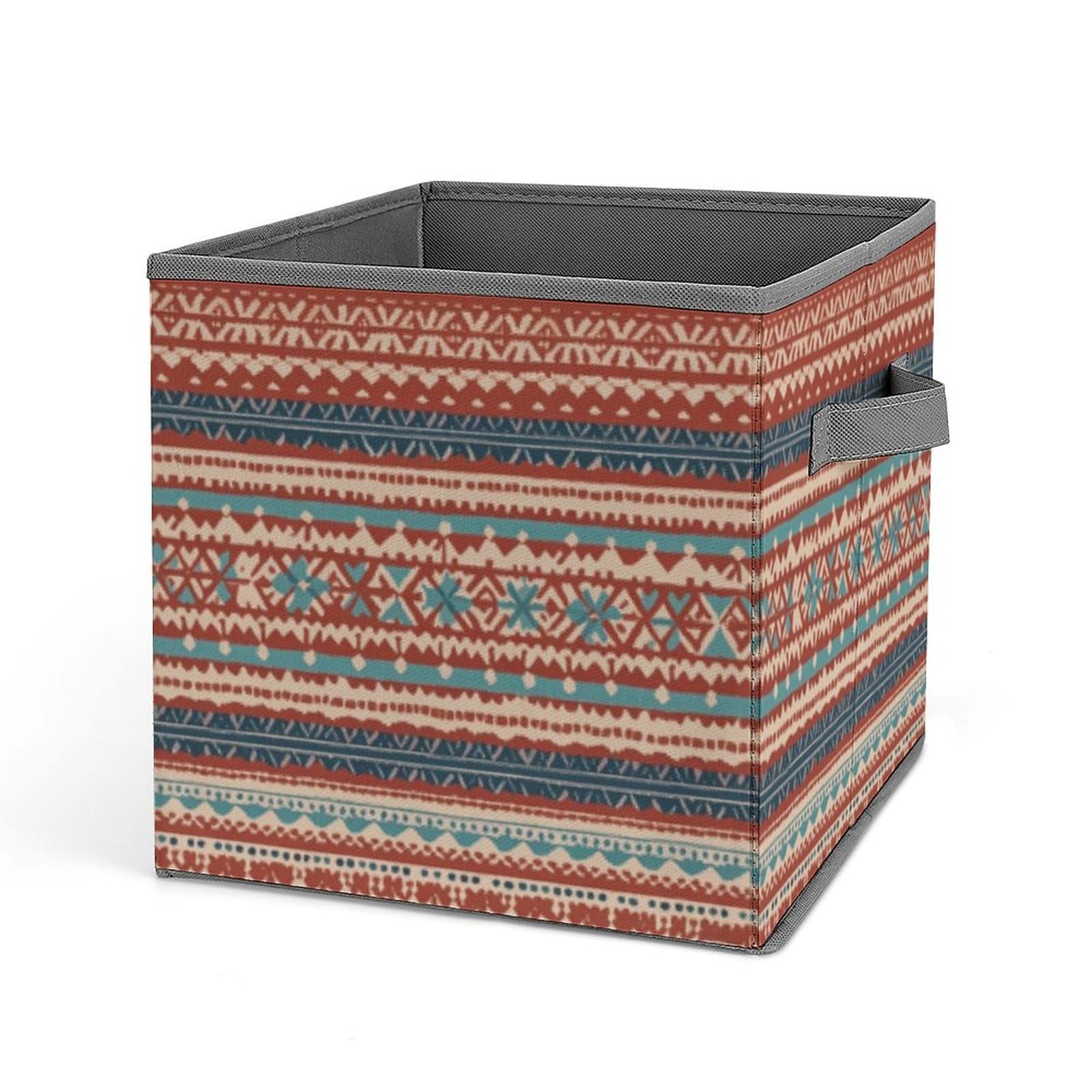Panier de rangement vêtements en lin véritable jacquard au style bohème chic