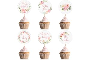 Baby Shower Cupcake Toppers Party Picks Floral Theme Gender Reveal Party Decorations