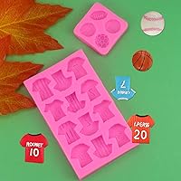 Vista 6 de Juego de 2 moldes de silicona con temática de fútbol, camisas de pasta de goma de fondant, moldes de caramelo de chocolate para decoración