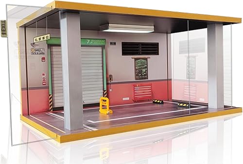 Miniatura 8 de Vitrina para autos fundidos a presión 118, vitrina acrílica para motocicleta de juguete a escala 112 con iluminación LED, Route 66-3 lado abierto