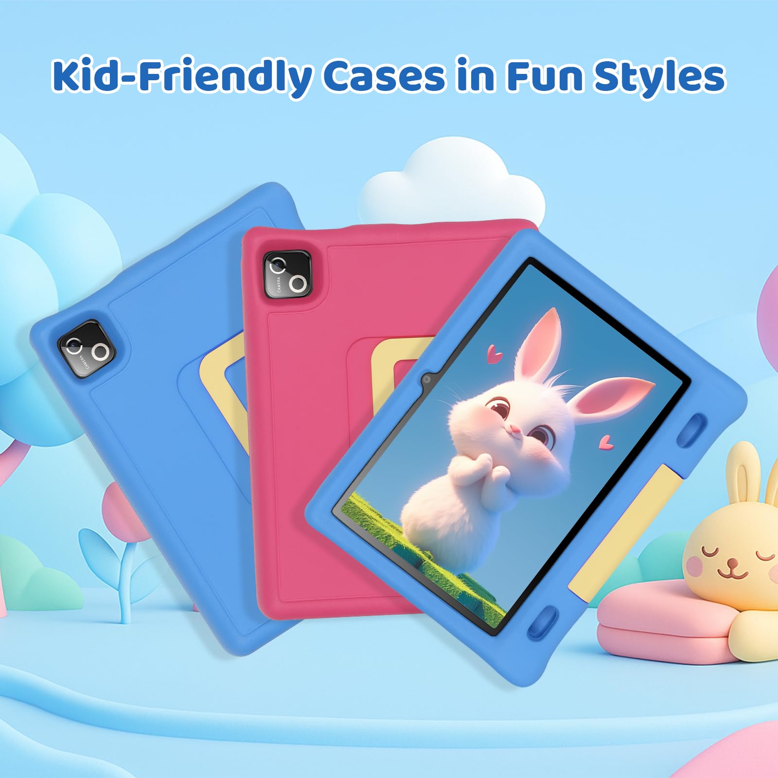 Gleeso Tablet Bambini | Android Tablet per Bambini 10 Pollici, Kids Tablet con Octa-Core | 128GB+1TB TF | Controllo Parentale | 8MP Fotocamera | WiFi 6/BT 5.3, Tablet con Custodia Protettiva - Blu