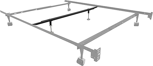 Miniatura 5 de KB Designs - Sistema de riel de soporte central de marco de cama ajustable de metal - Queen/King/Cal King