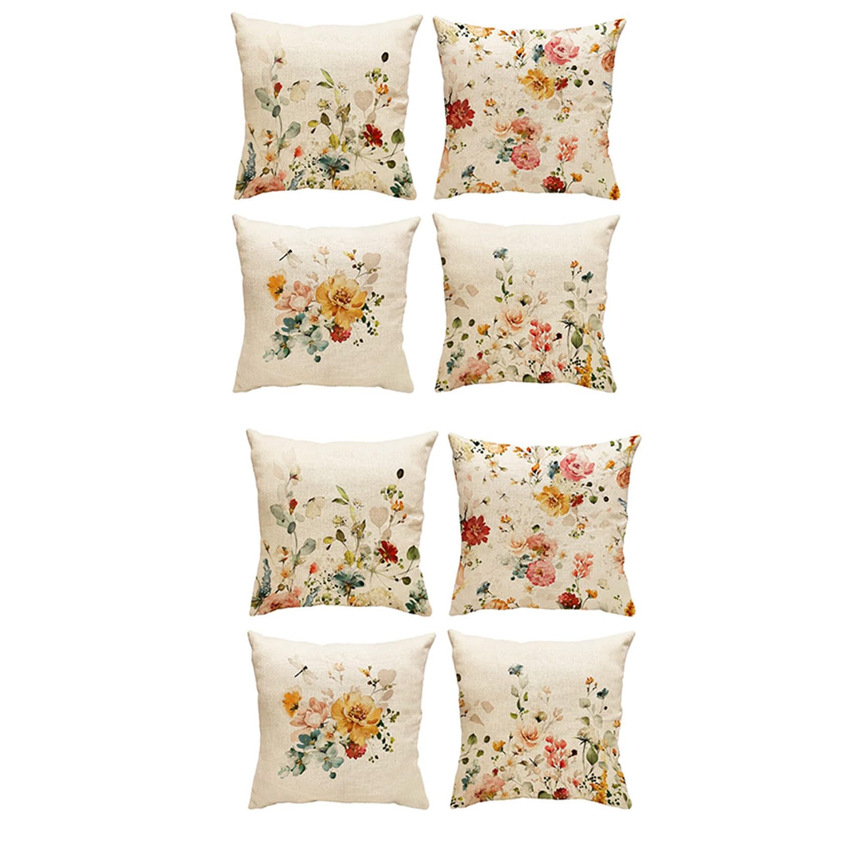Hndhbfgrt Spring Pillow Covers 18X18 Set of 8 Farmhouse Throw Pillow Spring Decorations Floral Cushion Case for Home Decor