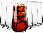 KROSNO Tall Water Juice Drinking Glasses | Set of 6 | 16.2 oz | Splendour Collection | Highball & Tumbler Crystal Glass | Perfect for Home, Restaurants and Parties | Dishwasher Safe