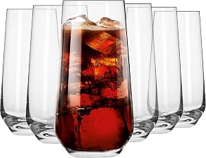 KROSNO Tall Water Juice Drinking Glasses | Set of 6 | 16.2 oz | Splendour Collection | Highball & Tumbler Crystal Glass | Perfect for Home, Restaurants and Parties | Dishwasher Safe