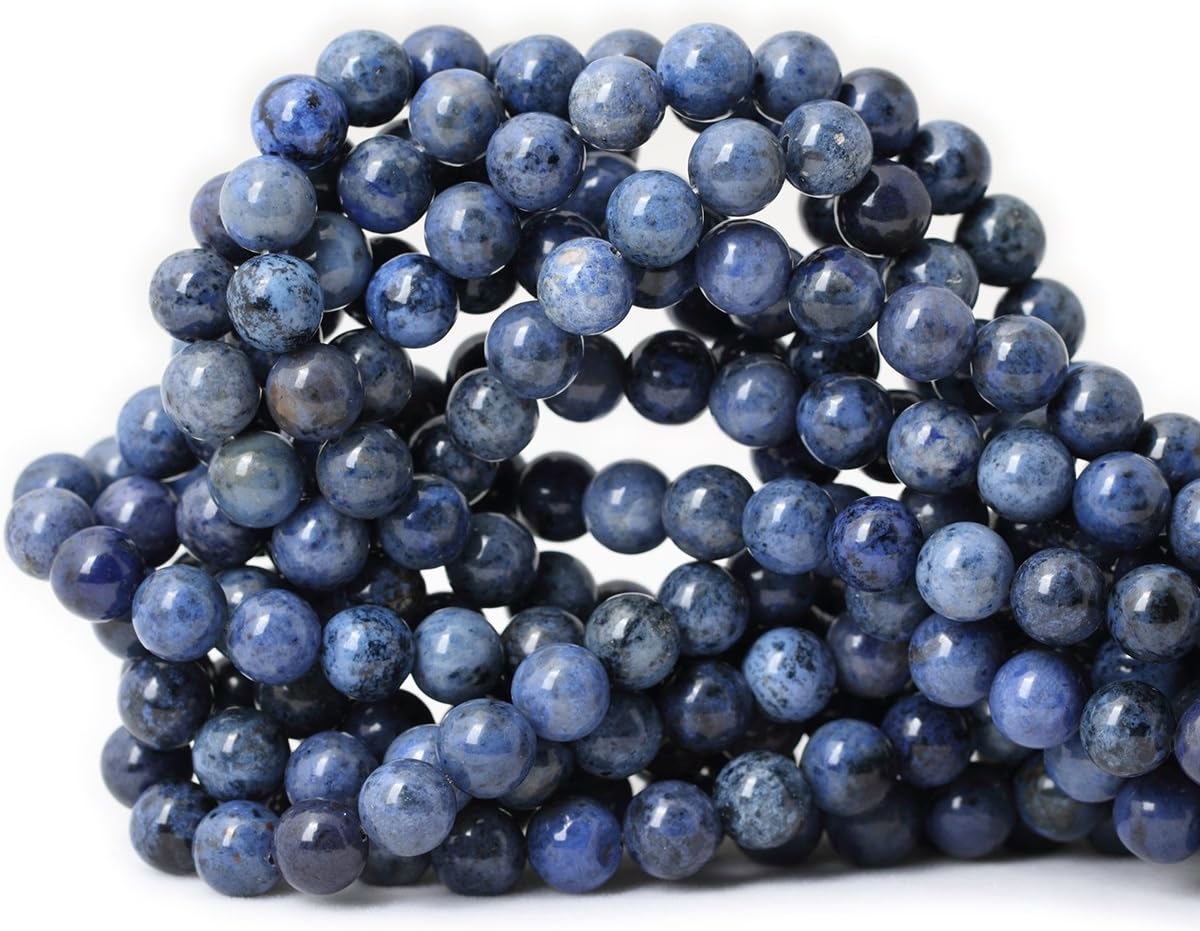 Qiwan(8mm, dumortierite) - Qiwan 45PCS 8mm Natural Dumortierite Gemstone Round Loose stone Beads for Bracelet Necklace Earrings Jewellery Making Crafts Design Healing 1 Strand 15"
