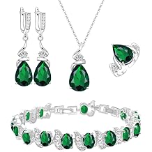 Jewelry Set for Women Teardrop Earrings Necklace Ring Bracelet Set Party Wedding Jewelry Gift for Mother Wife Friend