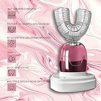 Vista 2 de Cepillo de dientes en forma de U de 360°, cepillos de dientes eléctricos sónicos para adultos, múltiples opciones de cabezales de cepillo, IPX7