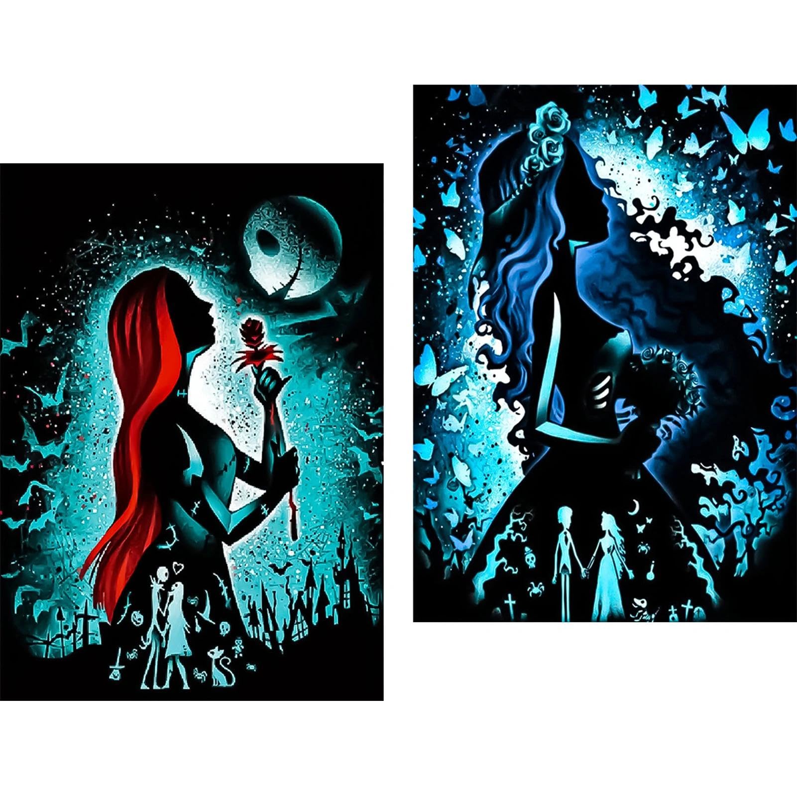 YALKIN 2 Packs 5D Diamond Art Kits for Adults, 5D Cartoon Diamond Painting Kits with Round Drills Full Drill Gem Painting Set for Home Wall and Gifts Christmas 12x16inch (30x40CM)