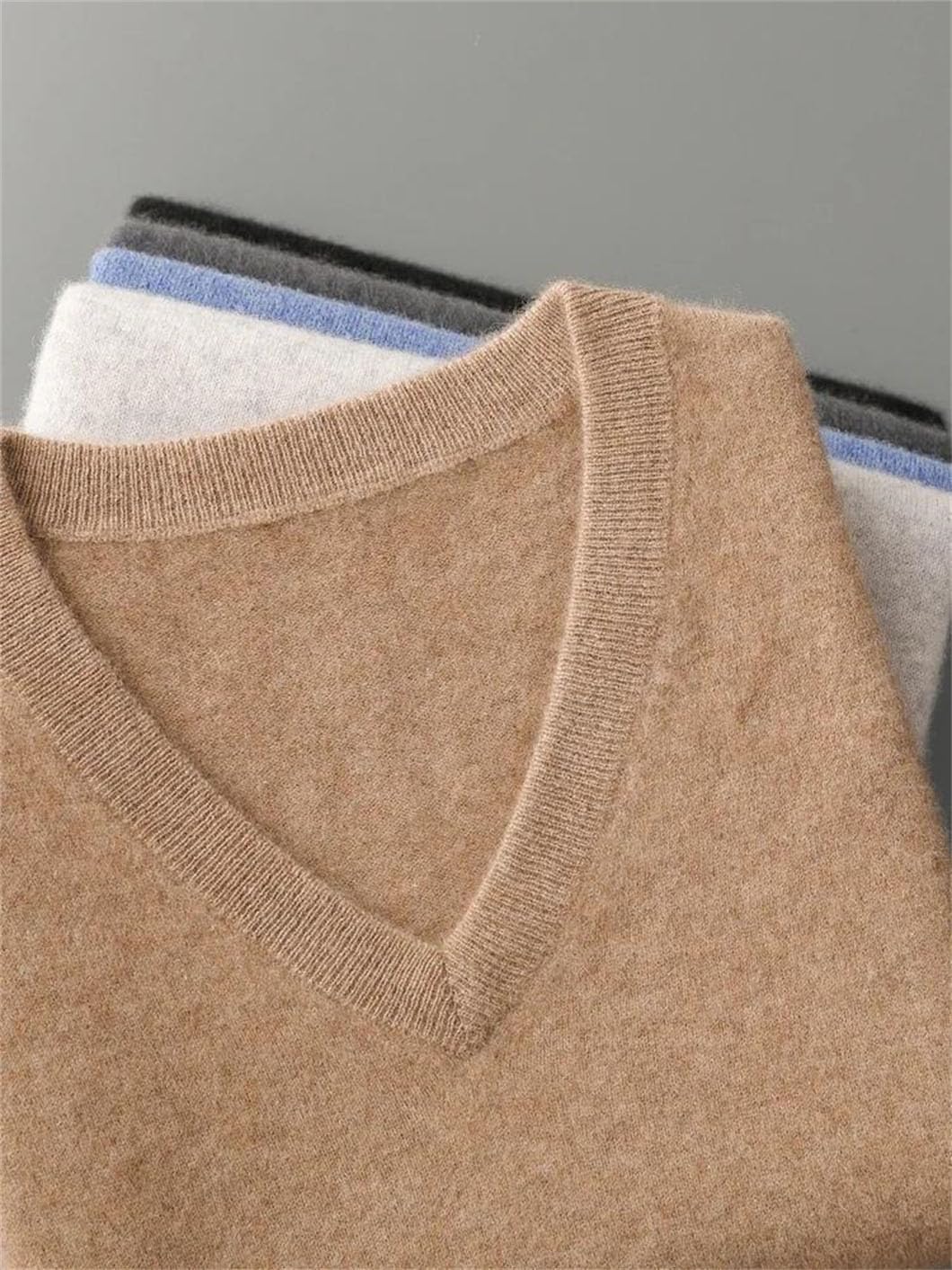 Men's Sweater Merino Wool V Neck Waistcoat Casual Fashion Sleeveless Knit Vest