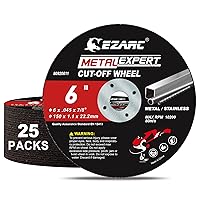 Vista 9 de EZARC Paquete de 25 ruedas de corte, rueda de corte de 3 x 1/16 x 3/8 pulgadas, disco de corte de metal y acero inoxidable para amoladora