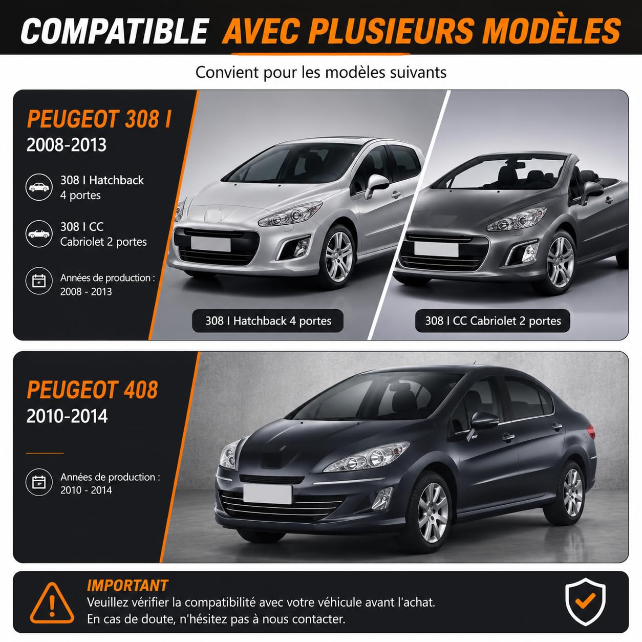 Kit de Réparation Support de Phare Avant Gauche et Droit 6212.E3 6212.E4 Compatible avec Peugeot 308 2008-2013 408 2010-2014, Supports Fixation Optique de Phare avec Vis et Rondelles
