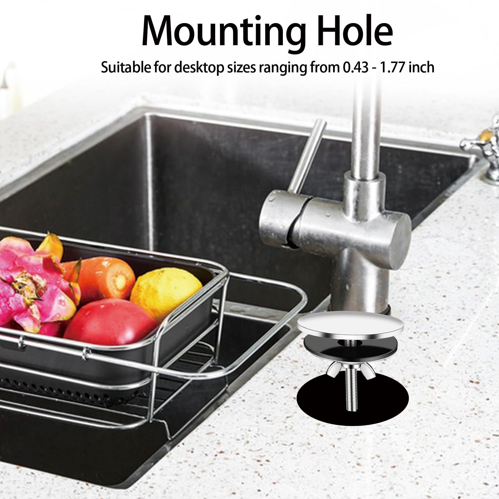 5 cm Acciaio Inossidabile Copri Foro, Coperchio del Foro del Rubinetto Accessori, Tappo Lavandino Cucina, Coperchio Foro Del Rubinetto Lavello da Cucina e da Bagno per Prevenzione Perdite (Argento)