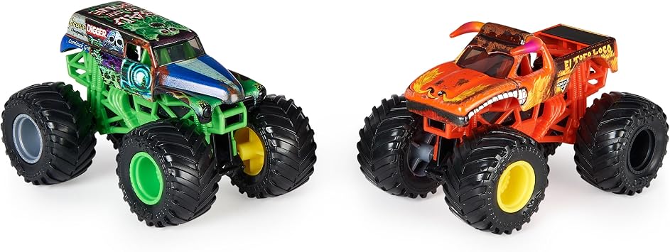 Monster Jam, Official Grave Digger Vs. El Toro Loco Die-Cast Monster Trucks, 1:64 Scale, Kids Toys for Boys Ages 3 and up