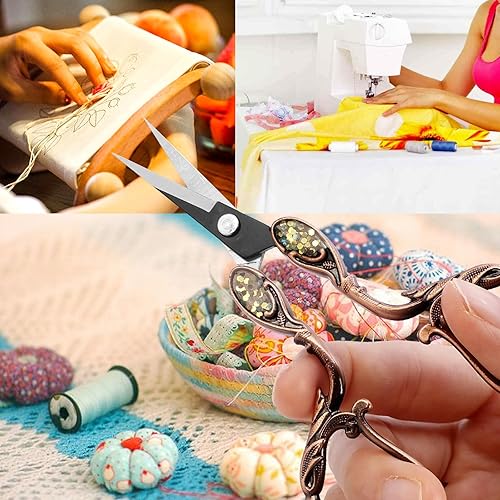 Miniatura 5 de BIHRTC Tijeras de bordado de costura de 4.5 pulgadas, tijeras para manualidades con estuche de cuero, punta afilada, tijeras de acero inoxidable
