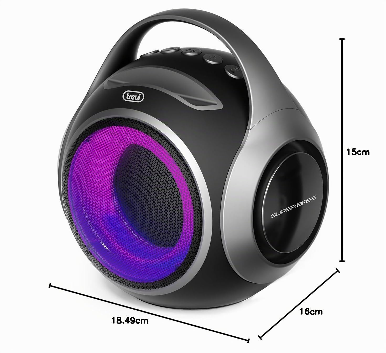 Trevi XR 8A 202 Speaker Portatile 20W, Cassa Wireless con Funzione TWS, Presa USB, Micro SD, Batteria Integrata, Nero