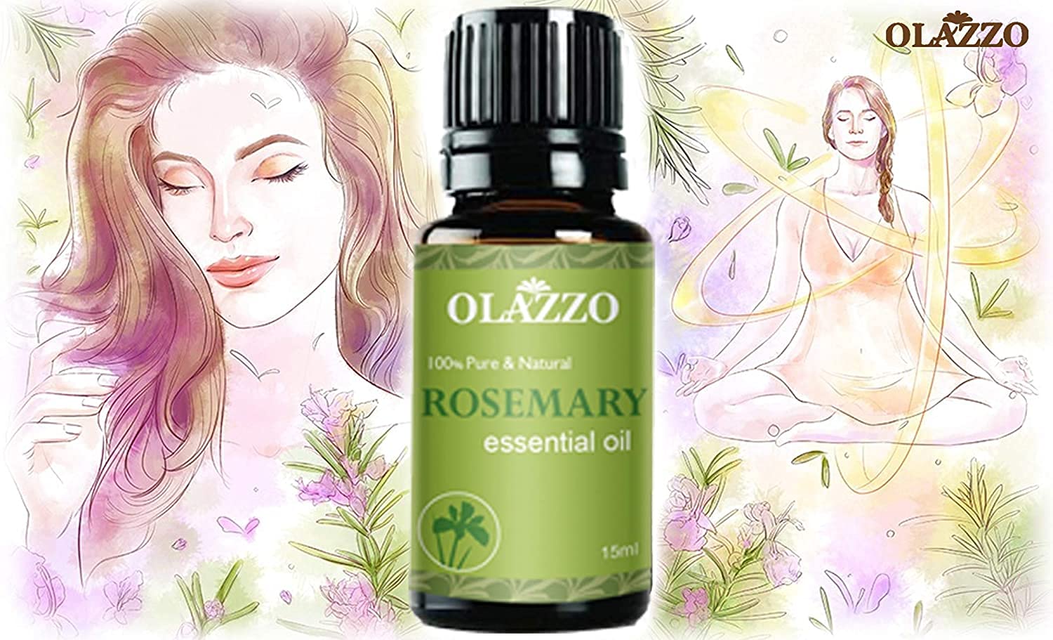 Olazzo Rosemary Essential Oil 15ml – Pure & Natural Aromatic Oil for Hair, Skin, Scalp, Diffuser & Refreshing Aroma – Ideal for DIY Blends, Massage, and Home Fragrance 3