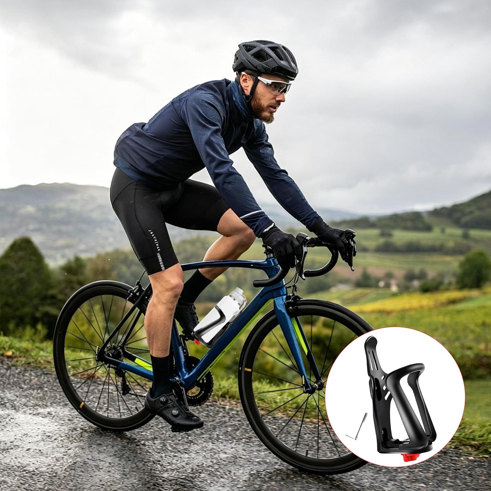 Porte-bouteille pour vélo réglable, adapté cadre et guidon, pour VTT, route, trottinette