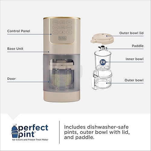 Miniatura 10 de BLACK+DECKER Máquina de helados para golosinas congeladas caseras, gelato, sorbete, batidos, yogur congelado, helado ligero, mezclas, sin lácteos,