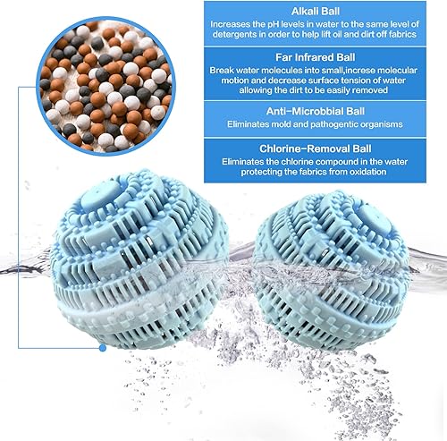 Miniatura 4 de 1 bolas de lavandería para lavadora, detergente natural para lavadora, bola suavizante de tela ecológica para 2000 lavados, color azul