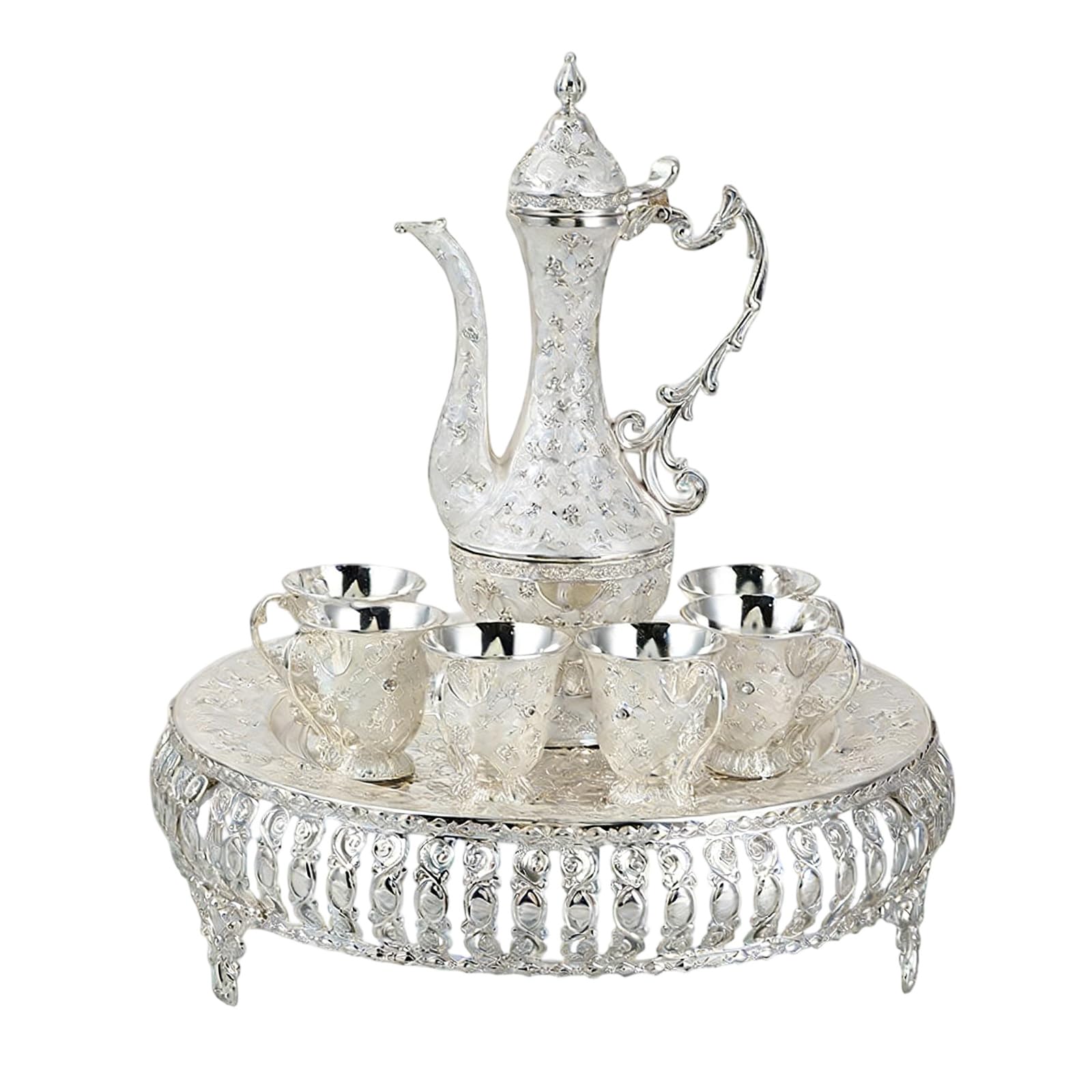 Xjdzineq Coffee Cup and Tea Pots Set Including Teapot, Tea Tray, Metal Cup, Service Set Sets Turkishs Teapot Service