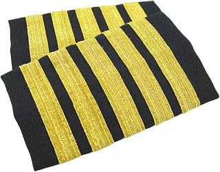 Aero Phoenix Egolets, 5 Stripe Novelty Pilot Epaulets (Gold Metallic on Navy)