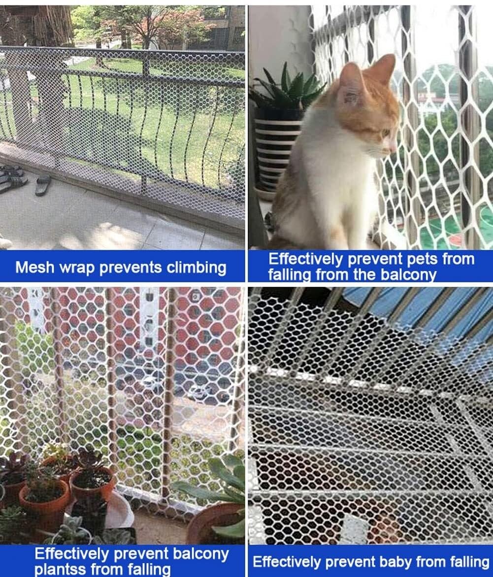 Katzennetz Für Balkon, Sicherheitsnetz Für Fenster, Schutznetz Gegen Herunterfallen Für Haustiere, Katzenschutz Innenfenster Gitter (0,8 Mm), Kunststoffzaun, Polyethylen(0.5mx5m)