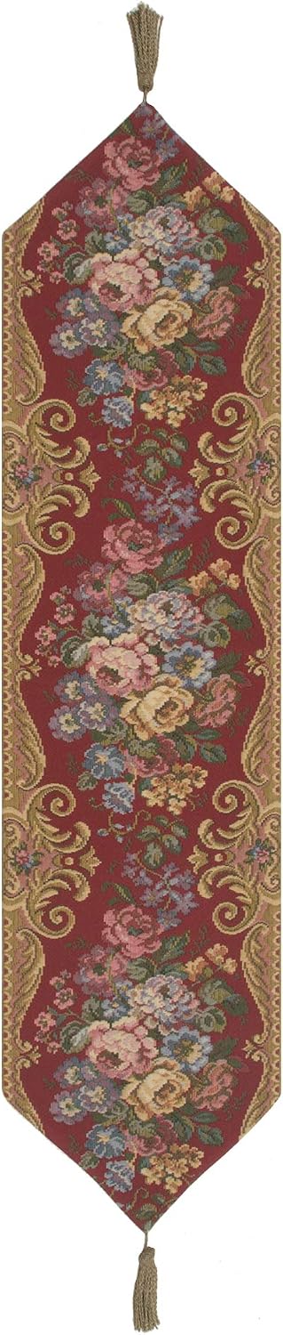 Fancy Flowers II European Table Runner - 12 in. x 32 in. Cotton by Charlotte Home Furnishings