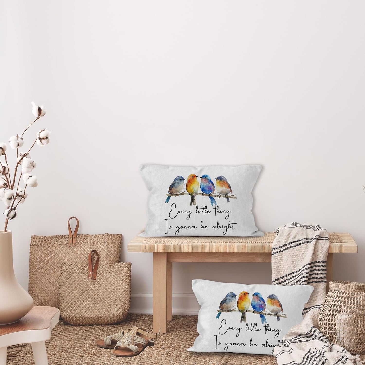 Inspirational Bird Throw Pillow Covers 16x24, Every Little Thing is Gonna Be Alright Positive Quotes Decorative Pillow Covers for Home Bedroom, Motivational Gifts Accent Pillows Cover Pillowcases - Image 6