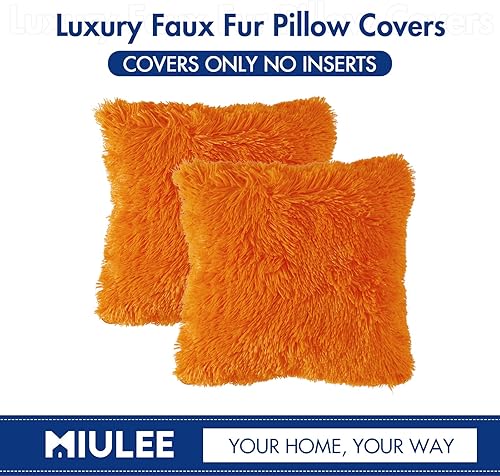 Miniatura 6 de MIULEE - Juego de 2 fundas decorativas, lujosas y afelpadas de pelo sintético con estilo otoñal para cojines de sofá, dormitorio y automóvil (16 x