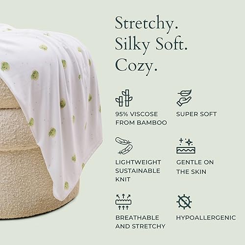 Miniatura 3 de Manta unisex | Viscosa tejida de alta calidad grande hecha de bambú | Juego de envoltura para bebés, manta de recepción y gorro | Regalo para recién