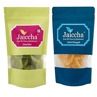 Jaiccha Ghasitaram Pack of 2 Dried Kiwi, Pineapple Pouches 200 GMS