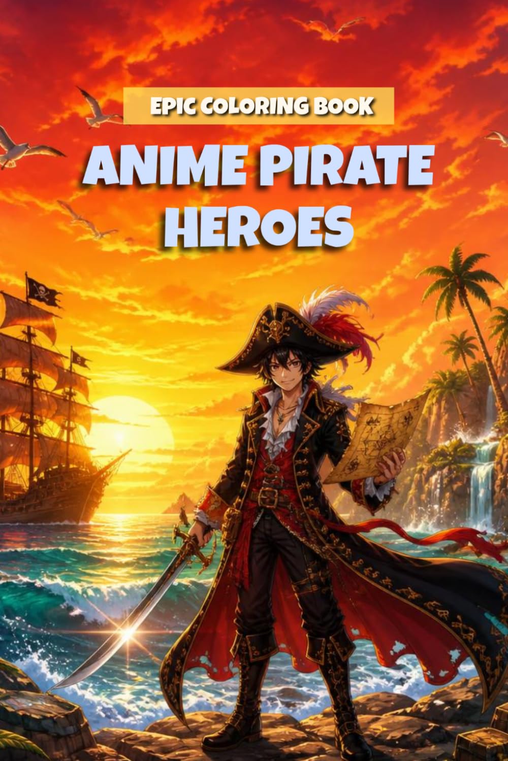 ANIME PIRATE HEROES COLORING BOOK: Epic Pirate Coloring Pages for Kids Ages 8–12