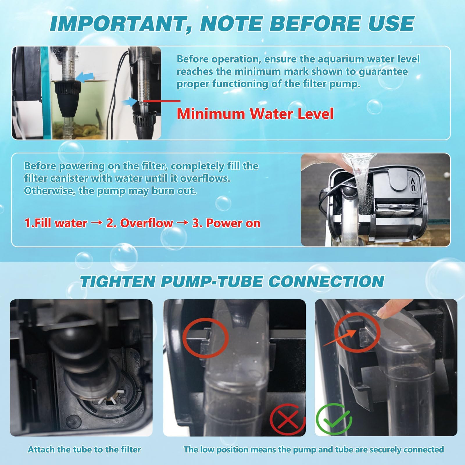 Tararium Filtro de Mochila lámpara U-V 600L/h para acuarios de 40-150 litros | Filtro Colgante como Filtro Exterior 4 en 1 con aspiración Superficial para Agua Dulce/Salada