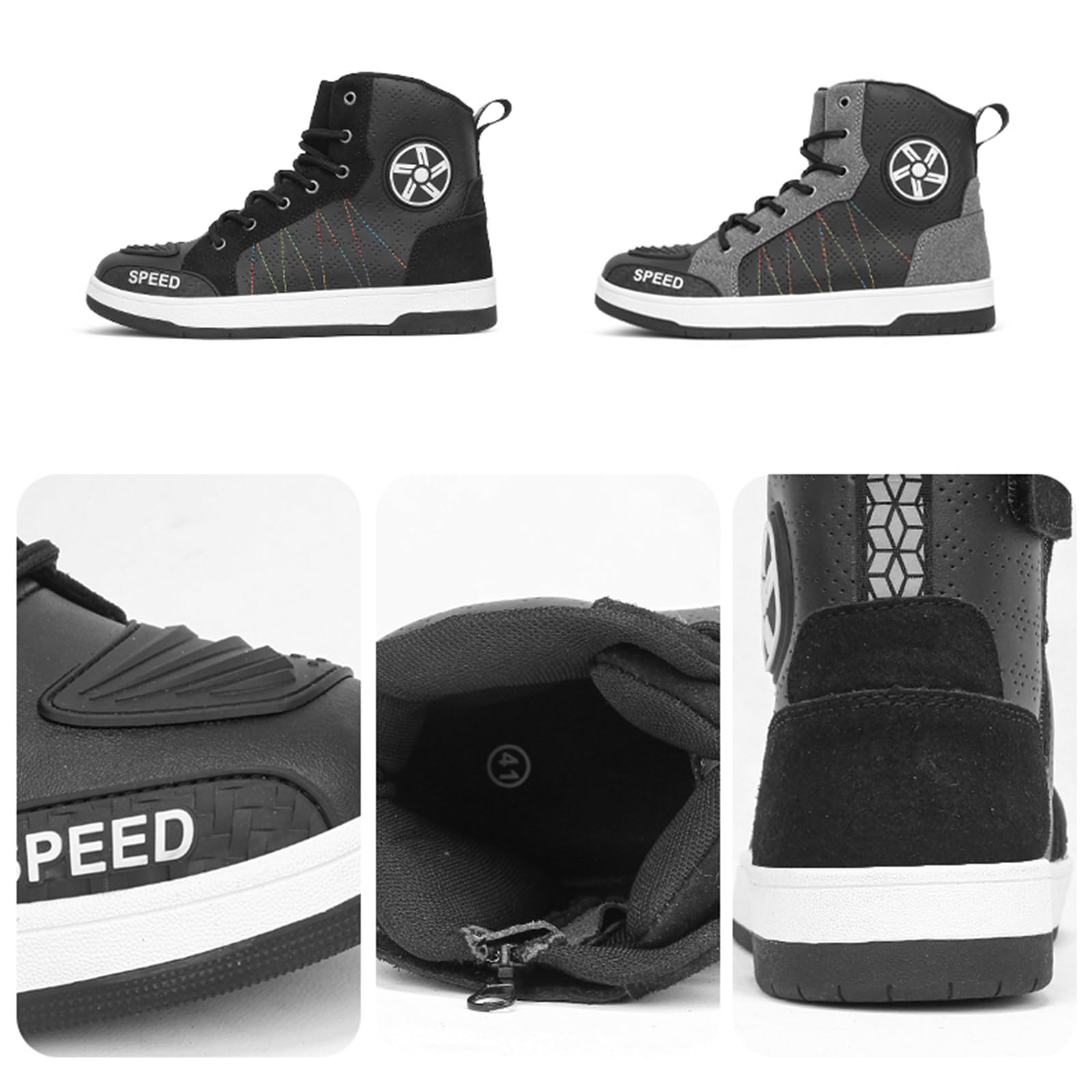 Botas De Motocicleta Hombre Zapatos Informales para Montar En La Calle Cremallera Lateral Ligeros para Viajes Al Aire Libre Botines Informales