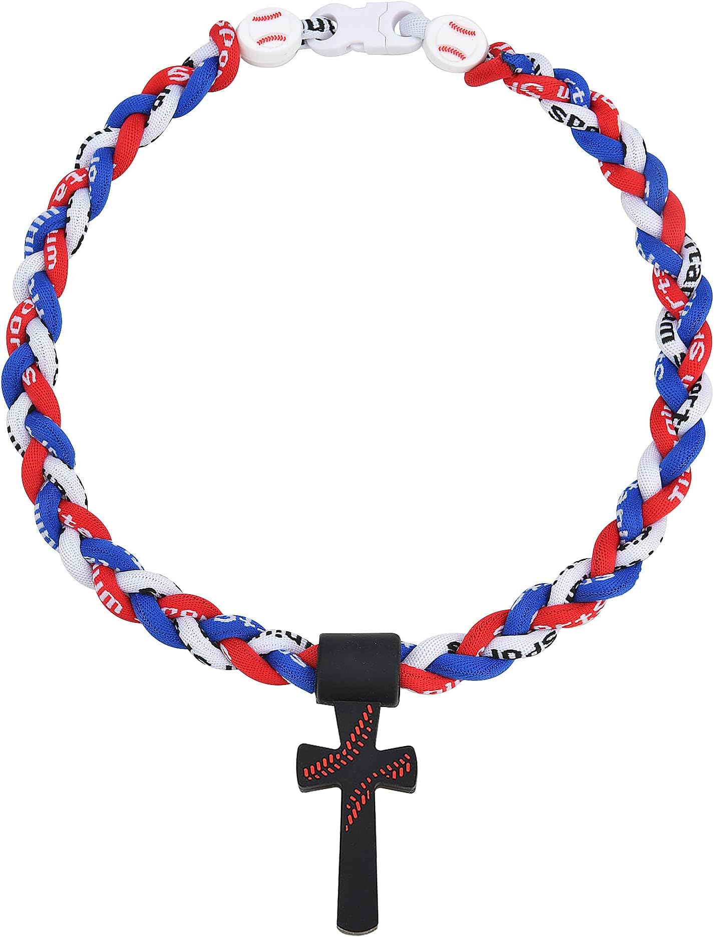 KehuifyBaseball Necklaces for Boys, Baseball Necklace Three-Braid Rope Tornado Cross Necklace Sports Titanium Necklace Baseball Rope Necklace