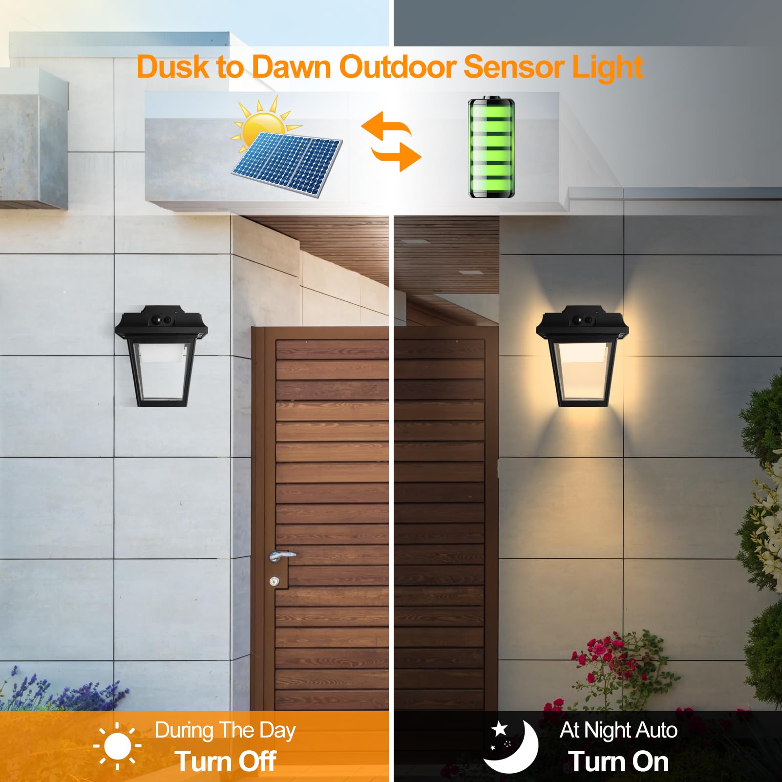 Snapklik.com : Solar Wall Lantern Outdoor, 3 Lighting Modes Dusk To ...