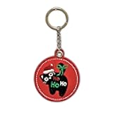 Funny Christmas Black Cat Keychain – Handmade Embroidered Red PU Leather Bag Charm, Cute Cat Purse Charm, Gifts for Women, Xmas Keychains, Holiday Accessories