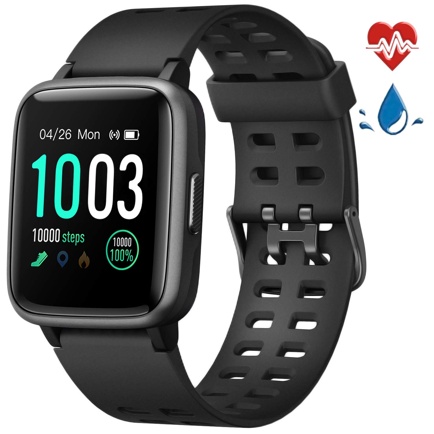 LETSCOM Fitness Tracker with Heart Rate Monitor, Activity Tracker, Step Counter, Sleep Monitor, Calorie Counter, 1.3'' Touch Screen Smart Watch, 5ATM Waterproof Pedometer Watch for Kids Women and Men