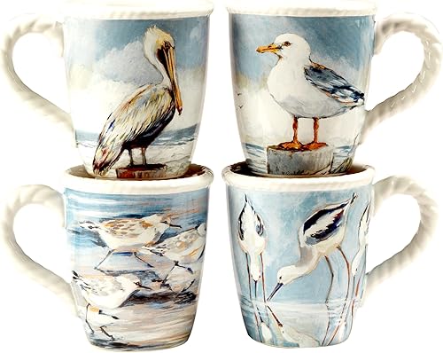 Miniatura 4 de Certified International Shorebirds - Juego de vajilla de 16 piezas, servicio para 4, multicolor